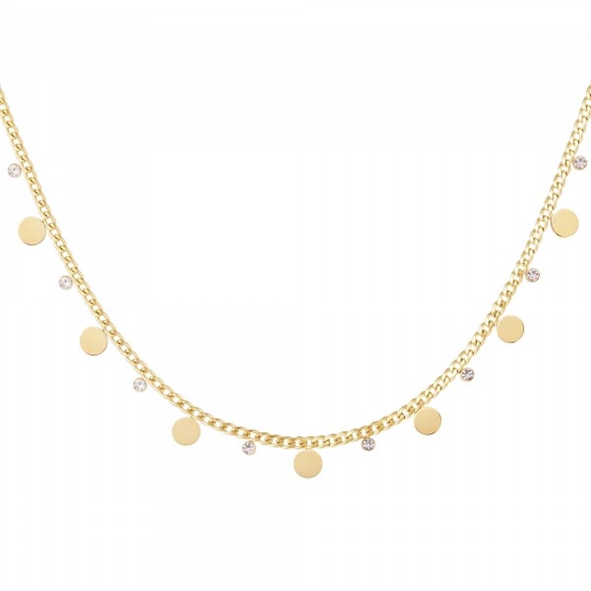Bijoutheek Collier Discs en witte stenen goud
