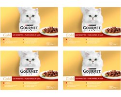 4x Gourmet Gold - Fijne Hapjes Multipack - Kattenvoer - 12x85g