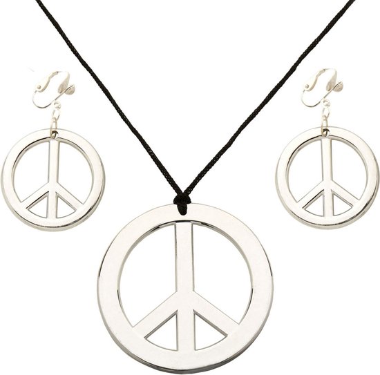 Widmann Hippie Flower Power Sixties sieraden set ketting met oorbellen  peace tekens | bol.com
