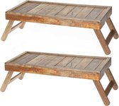 Table de lit/plateau petit déjeuner - 2 pièces - bois de manguier - 74 x 31 x 21 cm