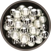 Boules de Noël set de verre 36x pièces argent 6 cm mat et brillant
