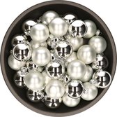 Kerstballen - glas - 36x stuks - zilver - 6 cm - mat en glans