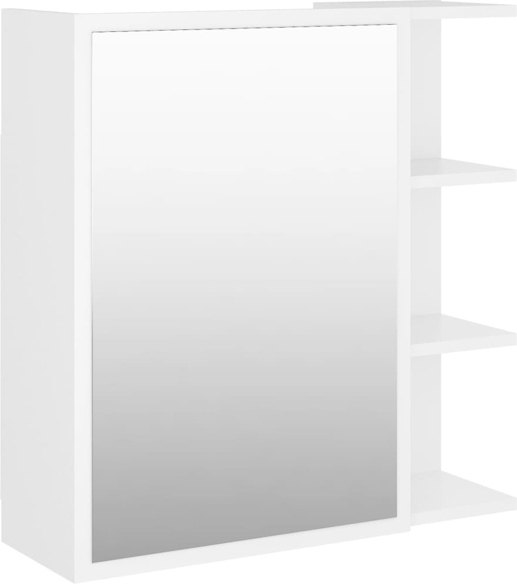COSTWAY Badkamerspiegelkast, 4 compartimenten en 6 open planken, 66 x 17 x 63 cm (naturel
