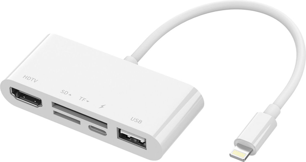 4smarts 5-in-1 Hub Lightning naar USB 2.0/HDMI/SD/Micro SD Wit