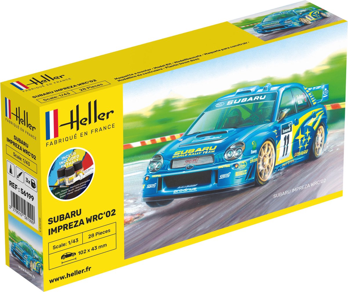Heller Modelbouwpakket Auto - 56199 Subaru Impreza WRC 2002 - Japanse Rallyauto - Starter Kit Plastic - 1:43 - Modelbouw