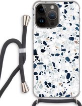 Case Company® - Hoesje met koord geschikt voor iPhone 14 Pro Max hoesje met Koord - Terrazzo N°1 - Telefoonhoesje met Zwart Koord - Extra Bescherming aan alle Kanten en Over de Schermrand