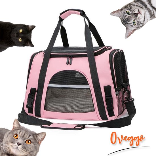 Oveggo Dierendraagtas Roze-tot 8 kilo - Reismand - kattentas - Katten Draagtas- Huisdieren Draagtas - Opvouwbare Dierendraagtas - Transportbox voor Huisdieren - Kat - Kleine Honden Draagtas - Konijnen Transporttas - Auto draagtas voor Dieren