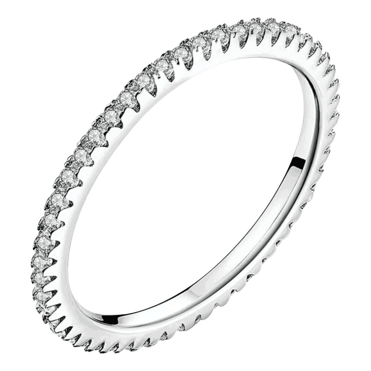 Tracelet - Zilveren Ringen - Ring Zilver Smal model | Met zirkonia | 925 Sterling Zilver - 925 Keurmerk Stempel - 925 Zilver Certificaat - In Leuke Cadeauverpakking