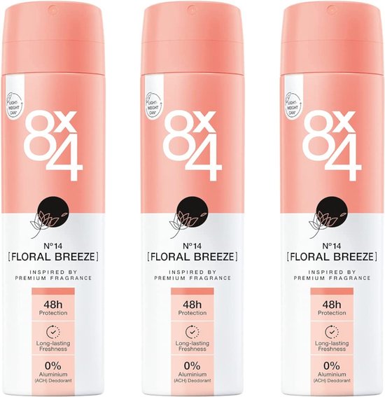 8 x 4 Deo Spray - Floral Breeze - Voordeelverpakking 3 x 150 ml