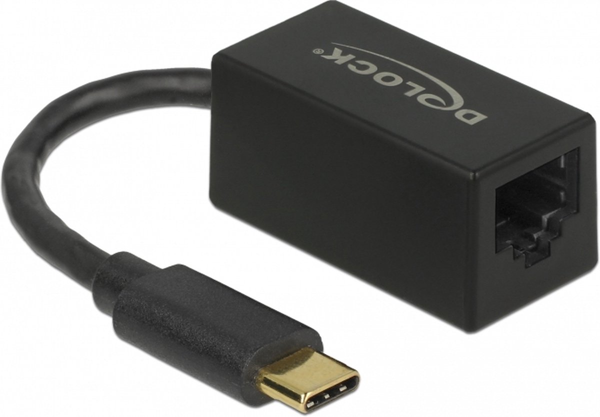 Image of Delock USB Type-C™ Adapter to Gigabit LAN compact black