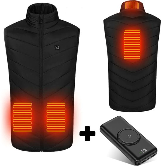 Verwarmd vestjack voor heren Winter verwarmde kledingvesten Elektrisch verwarmd vest met 9 verwarmingszones (001 Navy XL