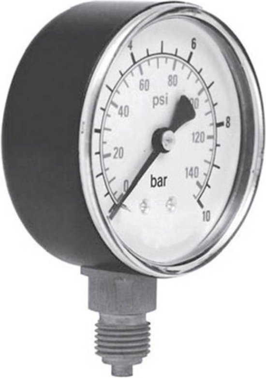 Lage druk manometer 0 - 600 mbar met 1/4 buiten aansluiting