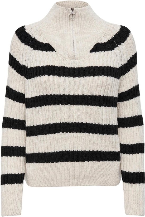 Only Sweater Onlleise Freya Ls Zip High Neck Pullover 15268818 Bouleau/noir Femme Taille - XS
