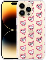 Geschikt voor Apple iPhone 14 Pro Max Hoesje Hartjes Met Stippen - Designed by Cazy