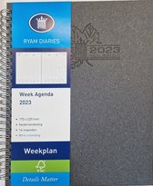 Ryam - Bureau Agenda - 2023 -  Weekplan Eco zwart - 7 dagen op 2 pagina's - met spiraal - (17cm x 22cm)A5 formaat