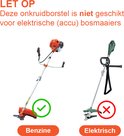 Instructiebeeld: onkruidborstel enkel voor benzine bosmaaiers, niet voor elektrische of accu modellen.