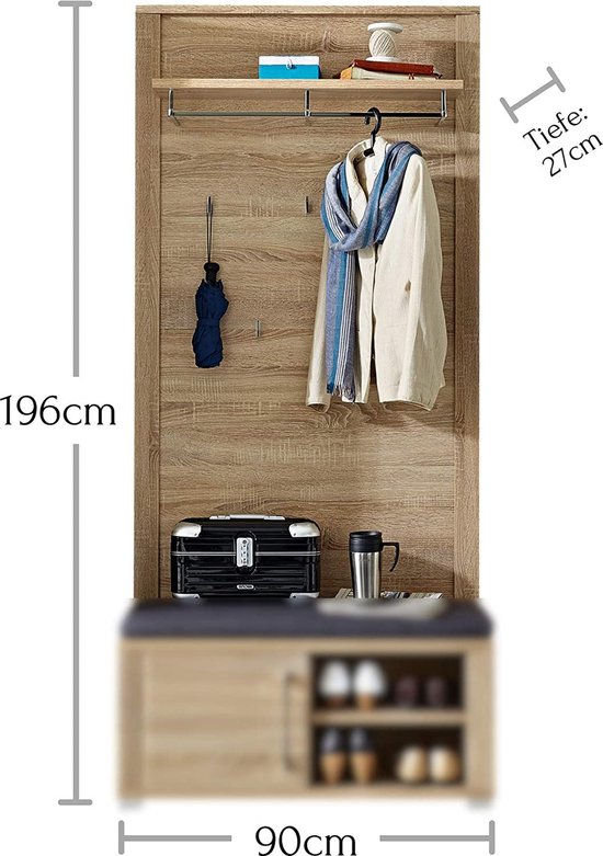 ML-Design Hoek Kledingstang, D30 x B90 cm, Zwart, Roestvrij staal, L-vorm