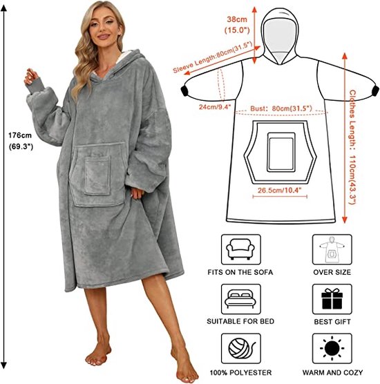Oversized groote hoodie – Hoodie deken – Warme deken – Warme deken hoodie – Winter deken – Fleece dekentje – Hoodie Blanket