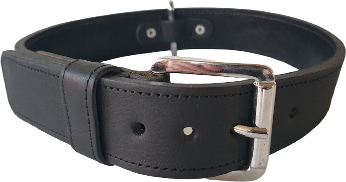 ALOKÉ Lederen Halsband / Hondenhalsband (01861DT) - Zwart - XXL - Breedte: 4 cm - Nekomtrek: 57,5 - 64 cm (GELIEVE ALVORENS BESTELLEN OPMETEN)