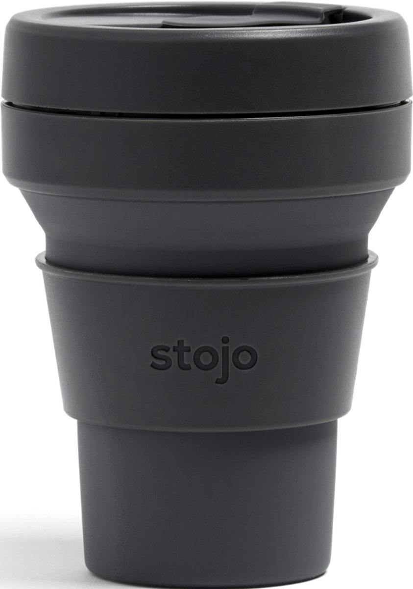 STOJO - Opvouwbare Beker - To Go - Carbon - Antraciet Grijs - 355ml (12oz) - Herbruikbaar