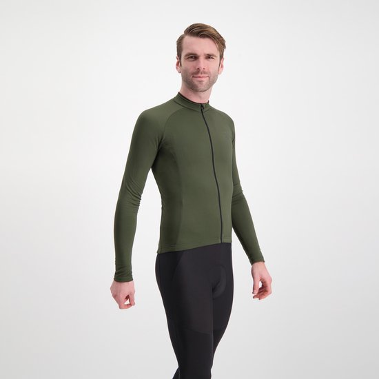 BBB Cycling Transition Lange Mouwen Fietsshirt Heren en Dames - 10-15 °C - MTB en Wielrenshirt met 3 Achterzakken - Olijf Groen — afbeelding 3