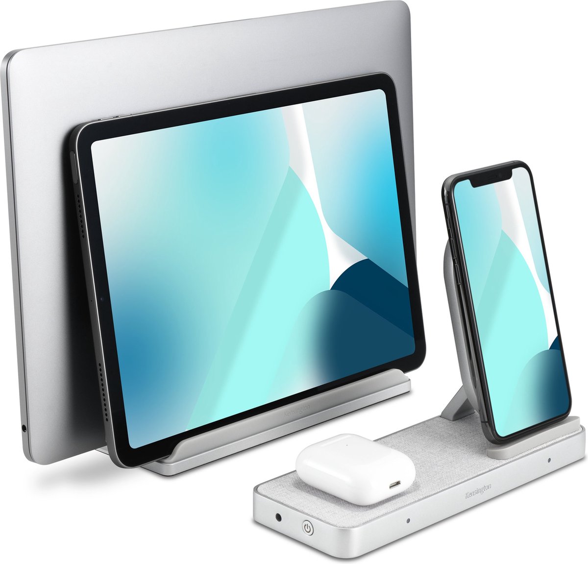 Kensington StudioCaddy™ Docking Station met Qi Draadloos opladen voor iPhone, iPad en Apple Watch - Zilver