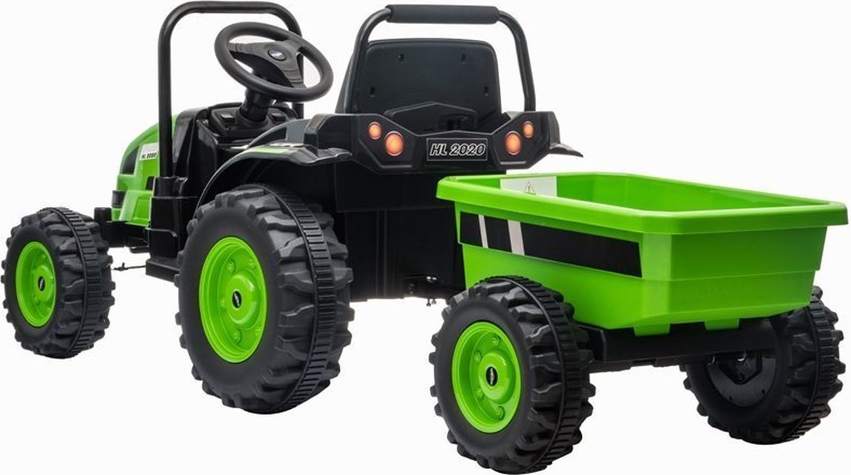 Tracteur Electrique 12 V pour Enfants 3-5 km/h Télécommande MP3 USB  Vert/Jaune