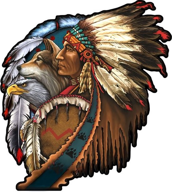 Wandbord Special USA - Indian - Wolf - Eagle