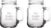 Gegraveerde Drinkglas 45cl met schroefdeksel De Leafste Muoike-De Leafste Omke