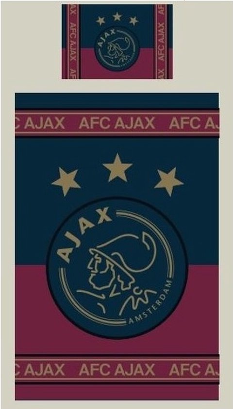 Ajax Dekbedovertrek 140x200cm - In de kleuren van het Uittenue van 2022-2023 - 100% Katoen - Inclusief Kussensloop - - Ajax