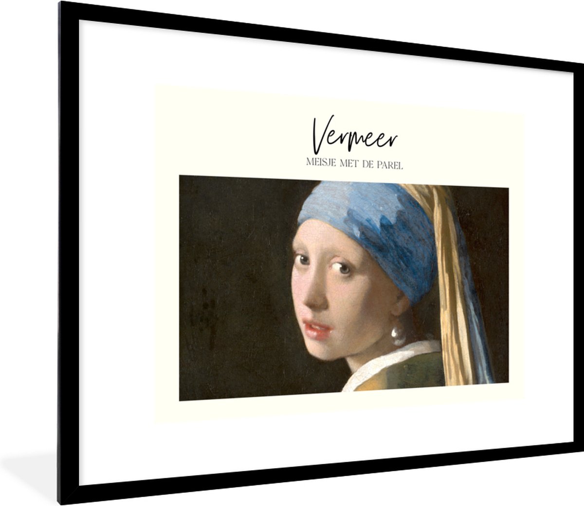 Fotolijst incl. Poster - Meisje met de parel - Vermeer - Oude meesters - 80x60 cm - Posterlijst