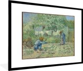 Fotolijst incl. Poster - Eerste stappen (naar Millet) - Vincent van Gogh - 80x60 cm - Posterlijst