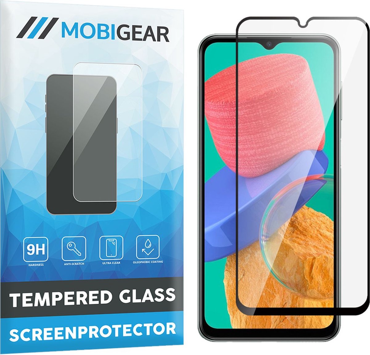 Mobigear Screenprotector geschikt voor Samsung Galaxy M33 Glazen | Mobigear Premium Screenprotector - Case Friendly - Zwart