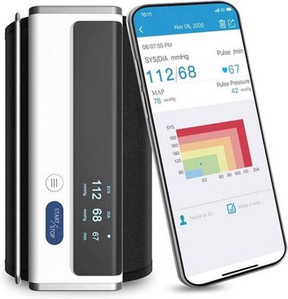 UltraMed® Smart Bovenarm Bluetooth-bloeddrukmeter | CE en FDA goedgekeurd | Gratis app | Zorg voor uw hart en bloeddruk in 30 seconden
