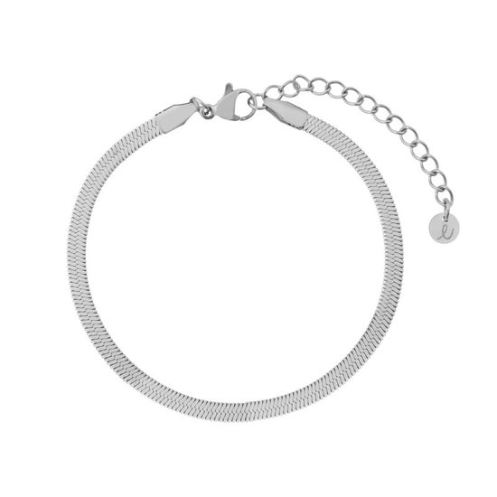 Bracelet de cheville basique plat - Argent - Acier inoxydable (ne se décolore pas, waterproof) - Chaîne d'extension