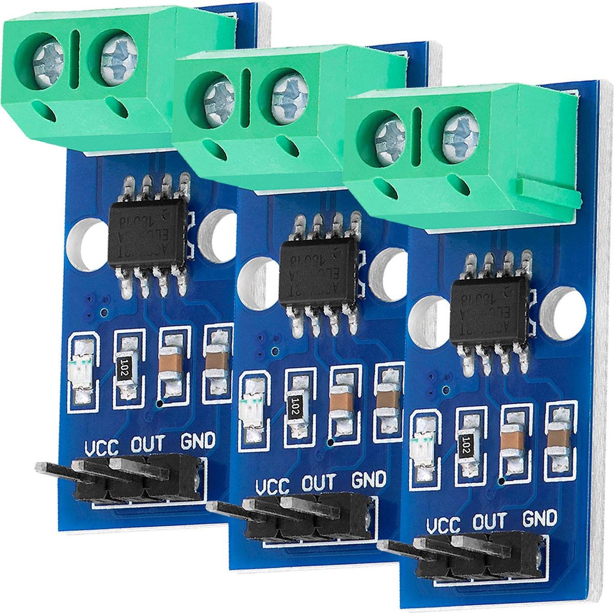 AZDelivery 3 x ACS712 30A Ampère Huidige Sensor Range Module Huidige Sensor compatibel met Arduino Inclusief E-Book!