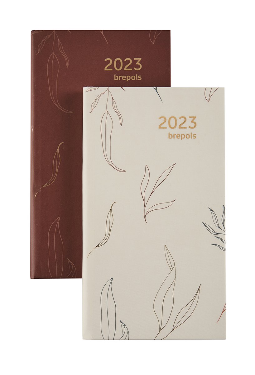 Brepols Agenda 2023 - Interplan - TROPICAL FLOWERS - 6-talig - 9 x 16 cm - 1week/2pagina's - Wit