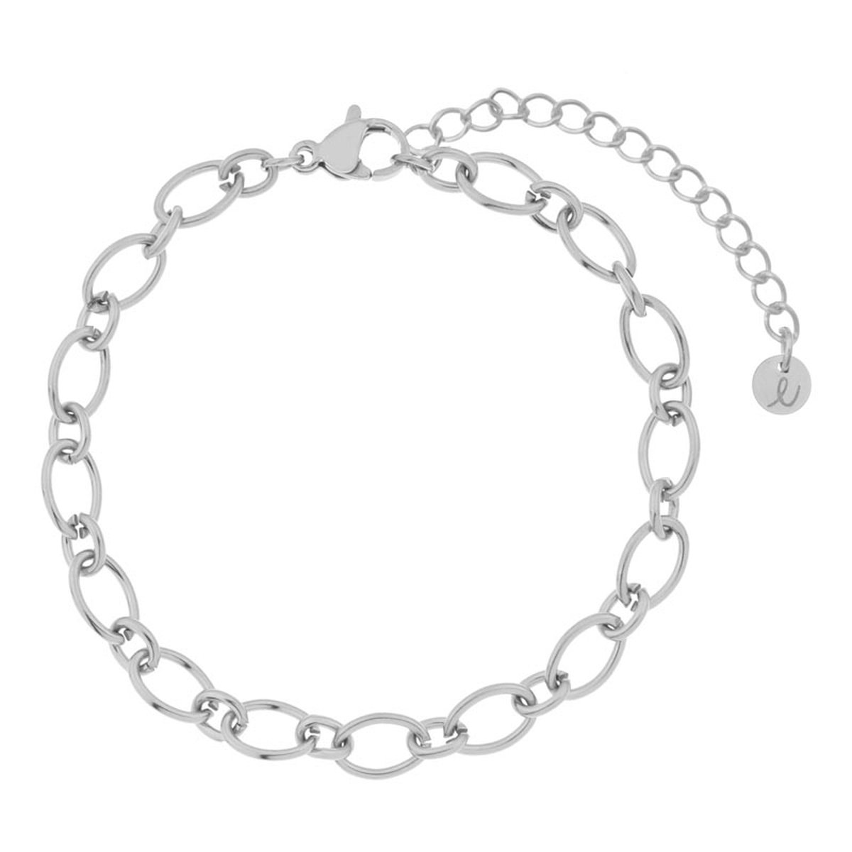 Armband basic rondjes en ovaaltjes - Volwassenen - Zilver - Stainless steel (verkleurt niet) - Verlengkettinkje