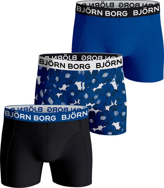 Björn Borg Boxershort Cotton Stretch - Onderbroeken - Boxer - 3 stuks - Heren - Maat M - Blauw/Zwart