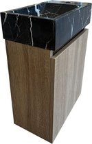 Mawialux Fonteinset - Onderkast (Brown Oak) + Toilet fontein (Zwart Wit)