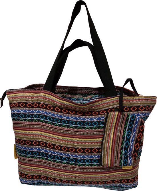 Mycha Ibiza - strandtas - weekendtas - shopper - handtas - rits - clutch - katoen – MYC220043