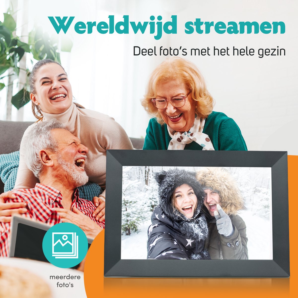 Pora&Co - Digitale fotolijst met WiFi en Frameo App – Fotokader - 10 inch – HD -IPS Display – Zwart - Micro SD - Touchscreen thumbnail 5