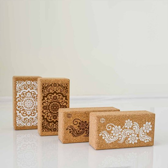 Love Generation - Eco Yogablok Kurk - Flowers - Wit van Love Generation — afbeelding 5