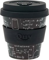 Quy Cup 230 ml - Gobelet de voyage écologique - "Einstein" - Sans BPA - Fabriqué à partir de Bouteilles en PET recyclées avec couvercle en Siliconen noir