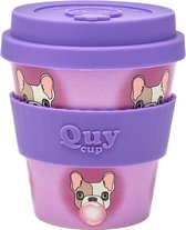 Quy Cup 230ml Ecologische Reis Beker - “Bubble” - BPA Vrij - Gemaakt van Gerecyclede Pet Flessen met Purple Siliconen deksel