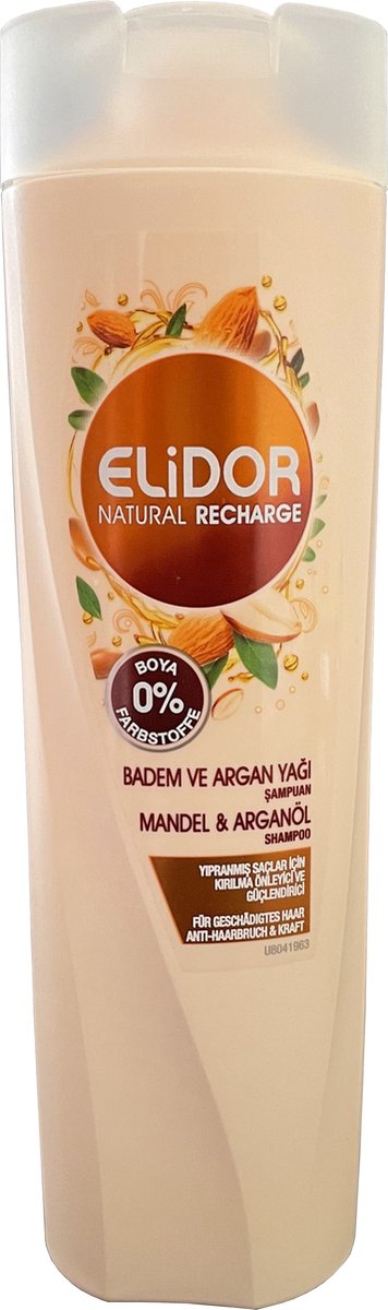 Elidor Naturel Recharge Shampoo 400 ml. - Amandelolie en Arganolie - Almond Oil and Argan Oil -