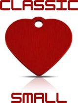 Hondenkeldertje - Dierenpenning | Classic Heart - Small - Red | 26x24mm | tweezijdig graveren | Kwaliteitsproduct
