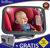 Bellamo® - Autospiegel baby - baby autospiegel - kraamcadeau - baby spiegel auto - spiegel baby auto - baby veiligheid - achterbank spiegel baby - achteruitkijkspiegel baby - XL