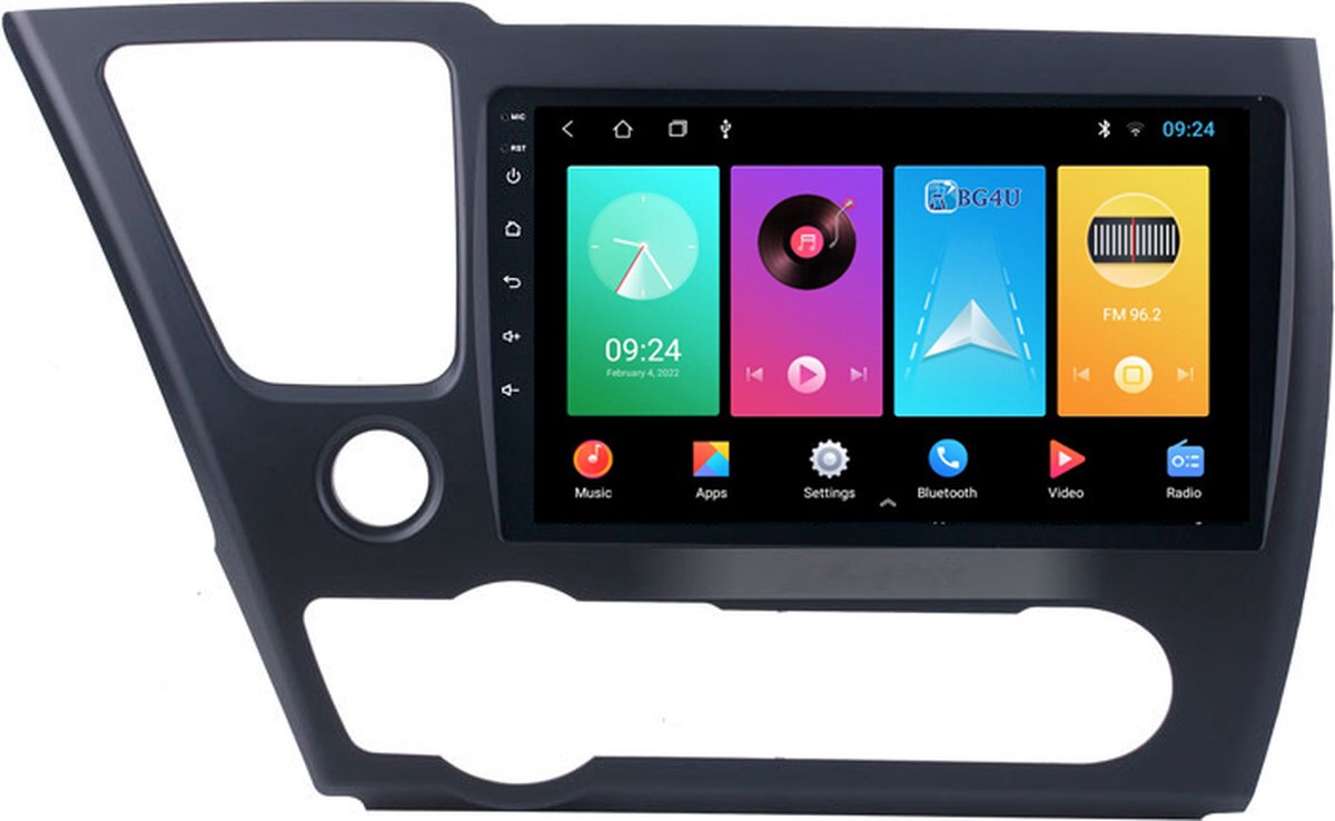 Navigatie radio Honda Civic vanaf 2014, Android 8.1, 9 inch scherm, GPS, Wifi, Mirror link, Bluetooth | Merk BG4U