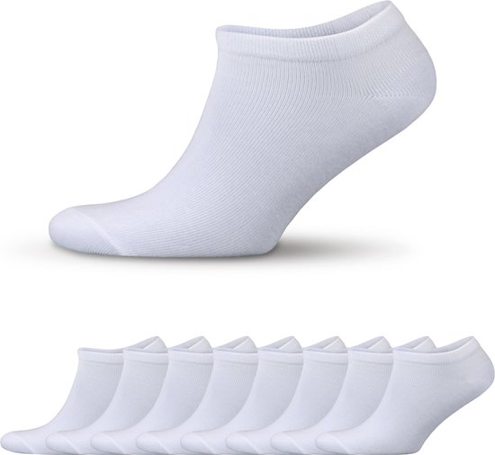 GoWith-katoen sokken-sportsokken-8 paar -enkelsokken-sneakersokken heren-wit-35-38